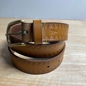 Frye Belt MEDIUM Tan Embossed Belt.  Pre-Owned